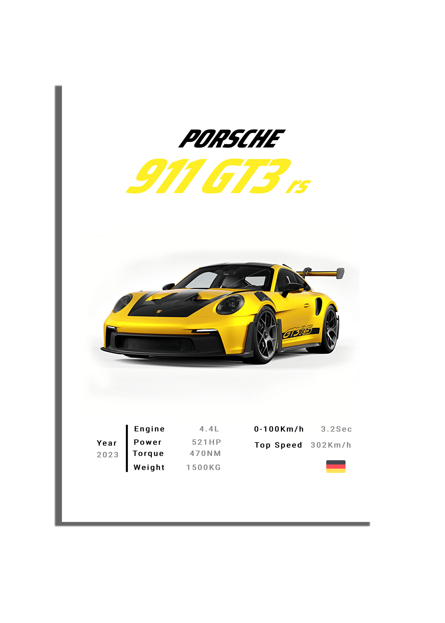 PORSCHE 911 GT3 RS YELLOW